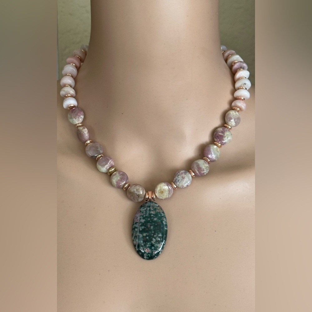 18-1/2 inch Peruvian Pink Opal bead necklace NWOT - Picture 3 of 13